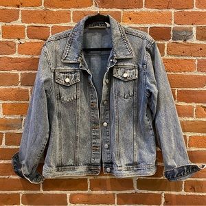 Vintage Grey Denim Jean Jacket, Acid Wash, Size Medium